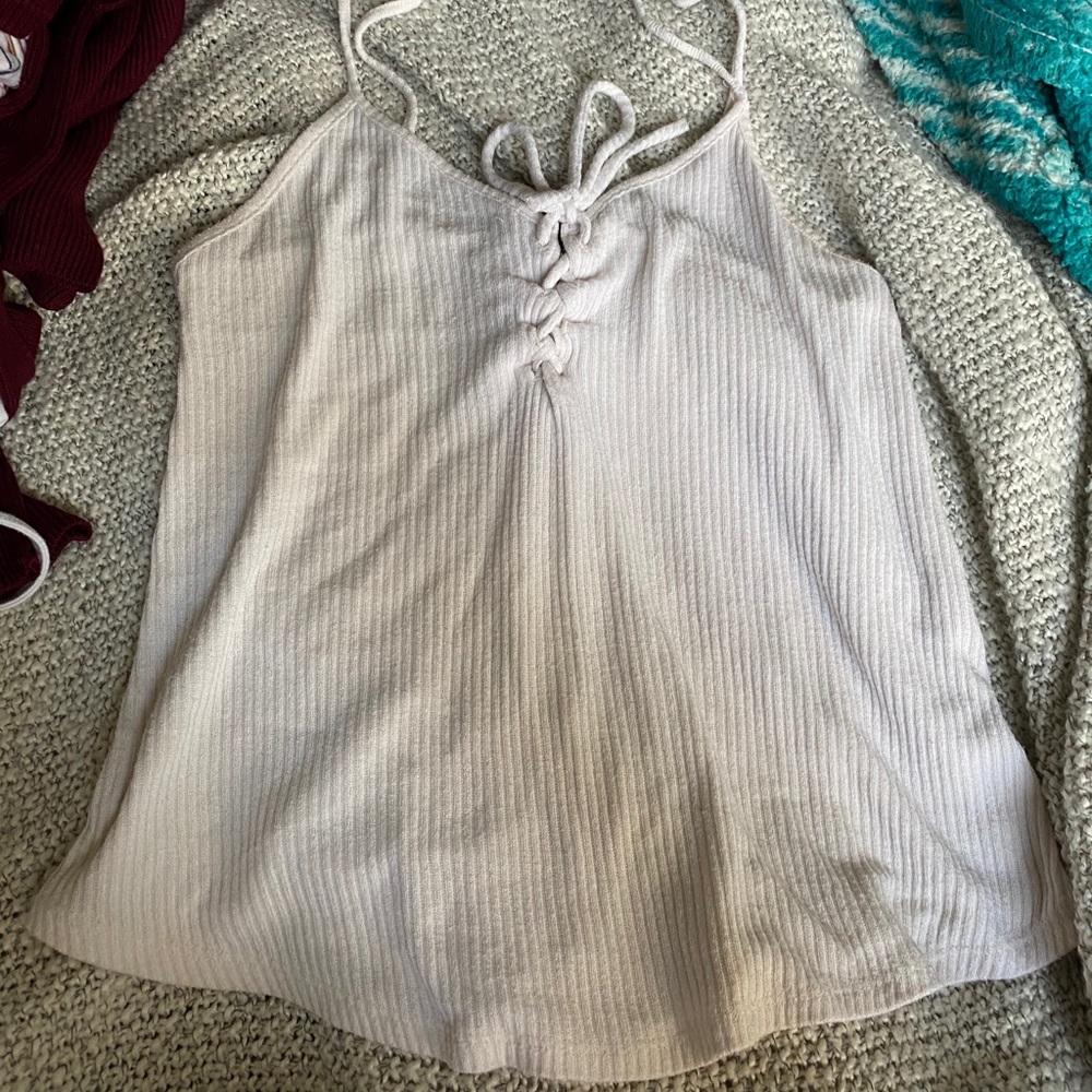 White tie up shirt